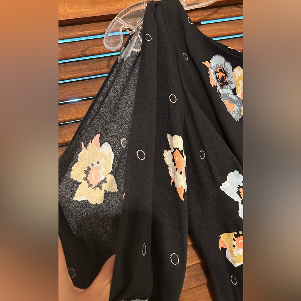 NWT FREE PEOPLE Black Floral Mini “Night Combo” Sunshadow Dress Size 4 - Picture 9 of 14